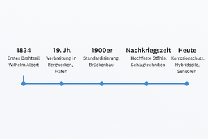Zeitleiste Drahtseil-Entwicklung 1834–heute